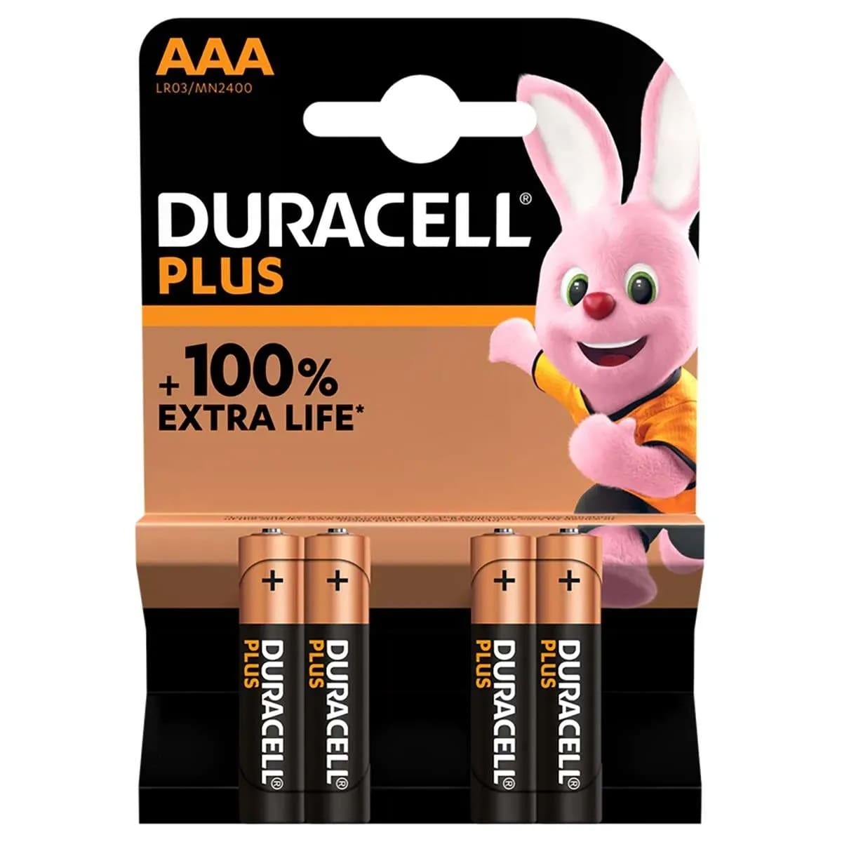 Duracell AAA Plus, Pack of 4 MN2400 Batteries